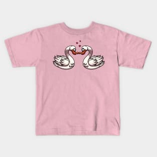 Cute Geese Couple Forming Heart Shape Kids T-Shirt